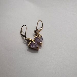 UTC 925 Gold coated sterling silver and Purple art deco Earrings